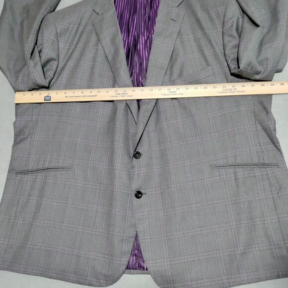 Holland & Sherry Savile Row Gray Purple Plaid Men’s 58S Blazer Jacket Sport Coat - Picture 9 of 16